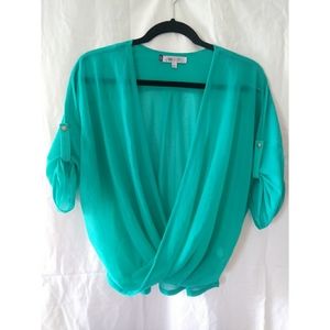 Green sheer blouse
